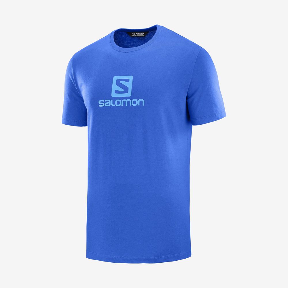 Salomon SALOMON COTTON M Camisetas Hombre - Azules - Colombia (92380-AZBT)